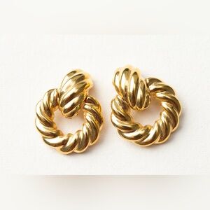 Kenneth Jay Lane Polished Gold Twist Doorknocker Earrings